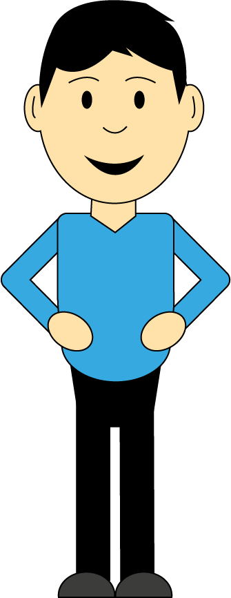 Smiling Cartoon Man With Hands On Hips - Man Cartoon Png Transparent (335x866), Png Download