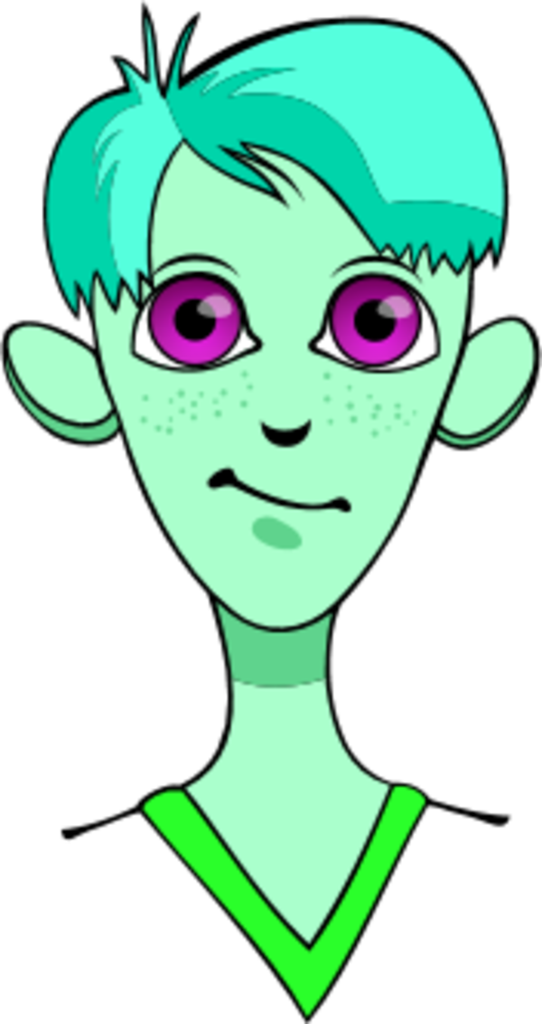 Boy Blonde Hair Smirking Big Eyes Vector N2 - Clip Art (600x1132), Png Download