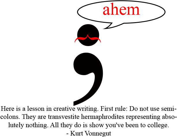 A Semicolon With A Mustache - Semicolon (800x600), Png Download