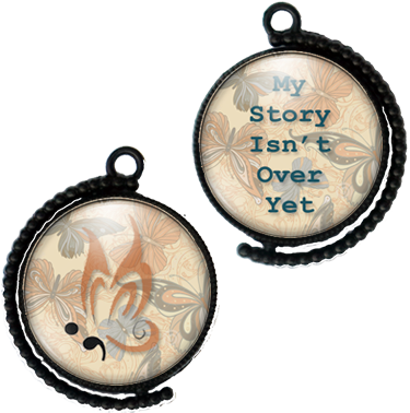 Double Swivel Pendant In Black With Semicolon - Locket (400x400), Png Download