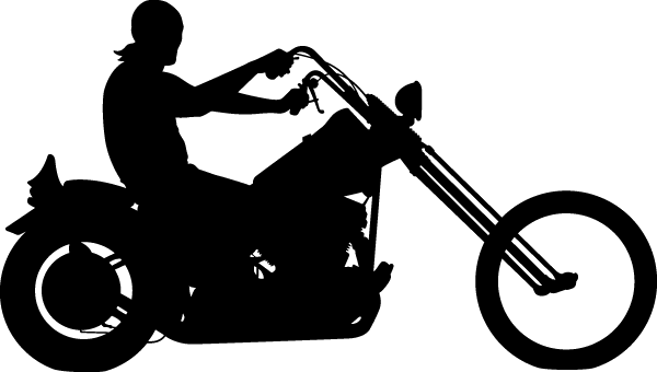 Chopper Motorcycle Silhouette (600x340), Png Download