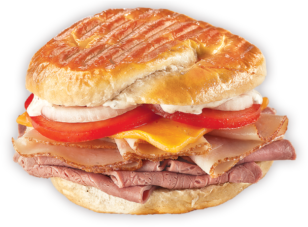 Thinly Sliced, Top Round Roast Beef, Oven Roasted Turkey - Roast Top Round Beef Sandwich Png Transparent (677x465), Png Download