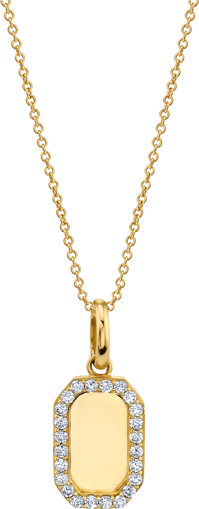 Diamond Rectangle Gold Pendant - Gold (1800x1800), Png Download