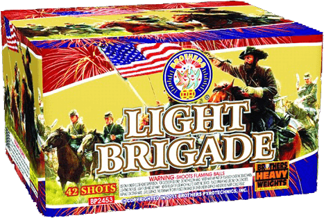 Blue Stars, Silver Glitter, Red Stars With Delayed - Light Brigade Brothers Firework (467x314), Png Download