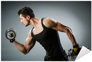 Muscular Ripped Bodybuilder With Dumbbells Sticker - Does Weight Training Increase Testosterone (400x400), Png Download