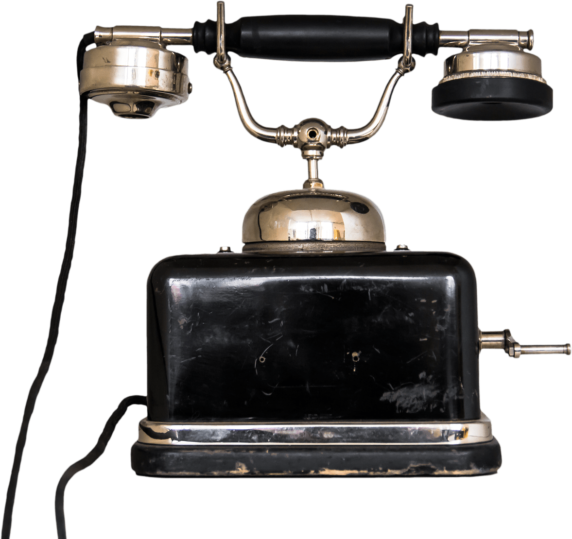 Black Vintage Telephone - Old Communication (1280x1193), Png Download