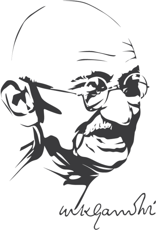 Mahatma Gandhi Line Drawing (600x776), Png Download