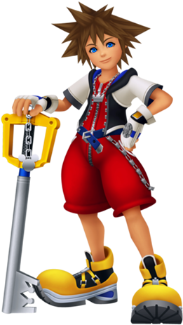With The Keyblade For Melee Attacks And Different Types - Sora Kingdom Hearts Re Coded (328x479), Png Download