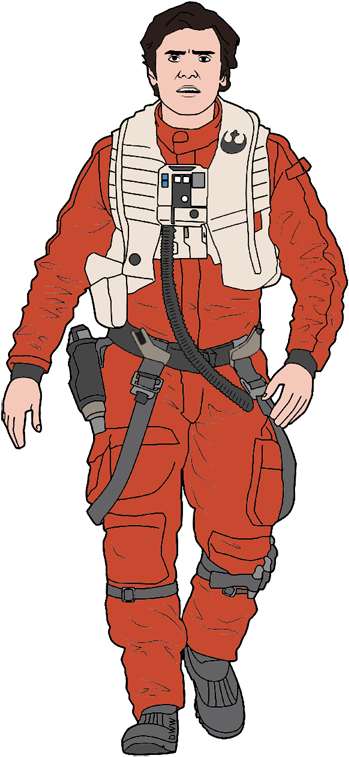 Star Wars The Force Awakens Clip Art - Poe Star Wars Cartoon (360x770), Png Download