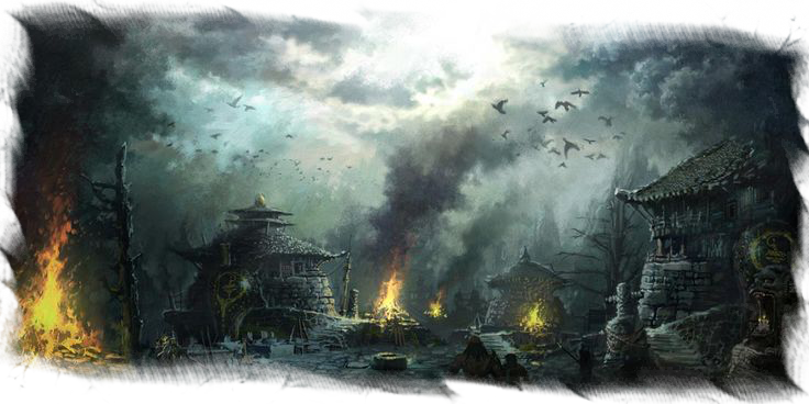 I Look To The Group And Say - Burning Village Art (736x368), Png Download