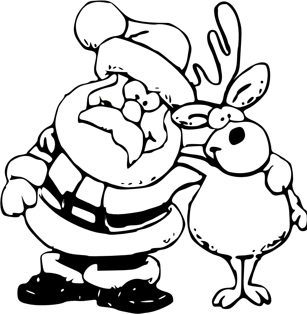 Clipart Reindeer Black And White - Color Merry Christmas: Adult Coloring Book (999x1356), Png Download
