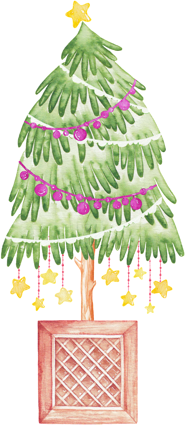 Hand Painted Creative Christmas Tree Png Transparent - Christmas Tree (1024x1967), Png Download