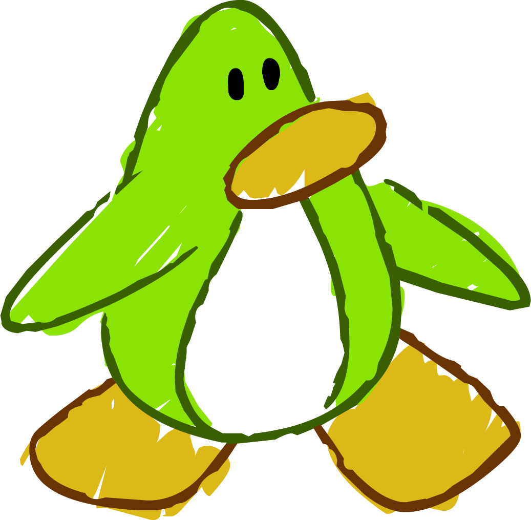 Doodle Dimension Penguin Lime Green - Club Penguin Lime Penguin (1037x1015), Png Download