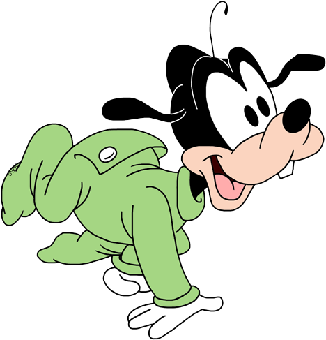 Mickey Mouse Clipart Green - Disney Baby Goofy Clipart (475x494), Png Download