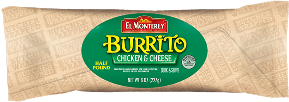 Chicken, Cheese & Pinto Bean Frozen Burrito - El Monterey Chicken And Cheese Burrito (600x226), Png Download