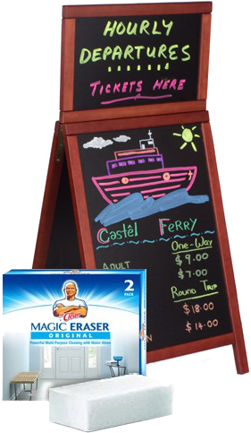 Chalkboard W/ Magic Eraser - North American Mr. Clean Magic Eraser Pad (304x500), Png Download