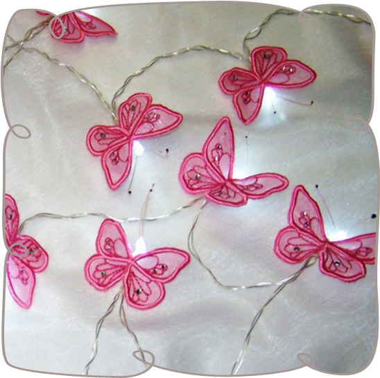 3d Butterfly Fairy String Lights - Machine Embroidery (580x580), Png Download