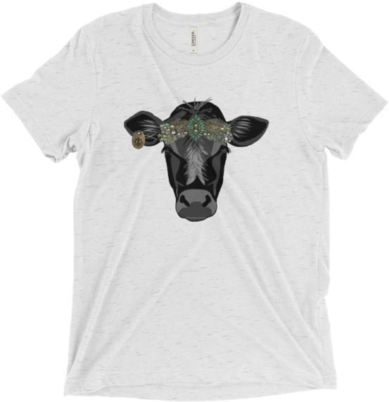 Cow Head Bandana T-shirt Graphic Tee - T-shirt (600x600), Png Download