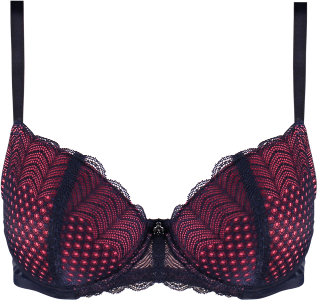 Curvylicious Spot Navy/coral - Bra (1000x925), Png Download