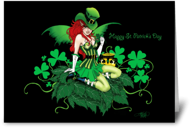 Luck Of The Irish Greeting Card - Female Leprechaun Tattoo Design (424x349), Png Download