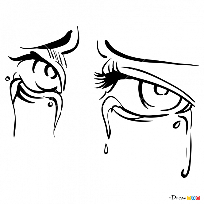 How To Draw Crying Eyes Png Black And White Crying Eyes Drawing
