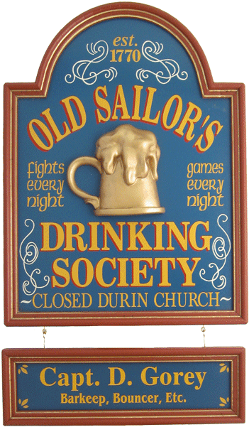 Old Sailor's Sign 24"x18" - Old Wood Bar Signs (600x600), Png Download