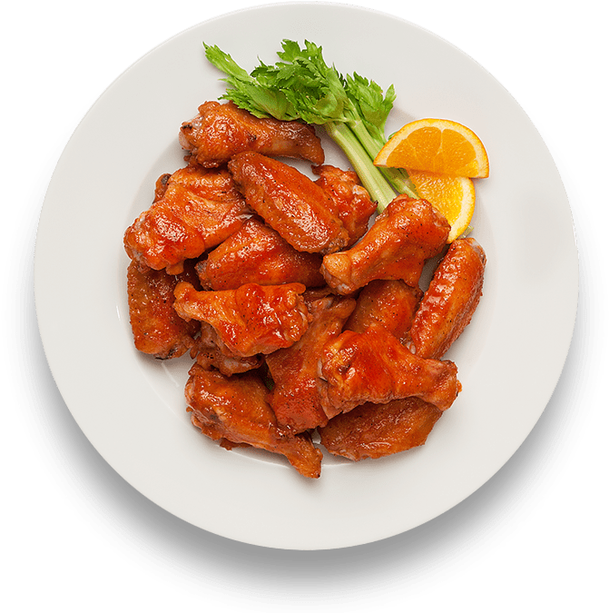 Sticky Orange Glazed Chicken Wings - Chicken (709x758), Png Download