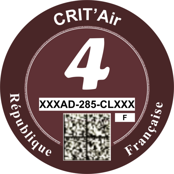 Brown Crit'air Vignette Class 4 France - France Crit Air Sticker (600x600), Png Download