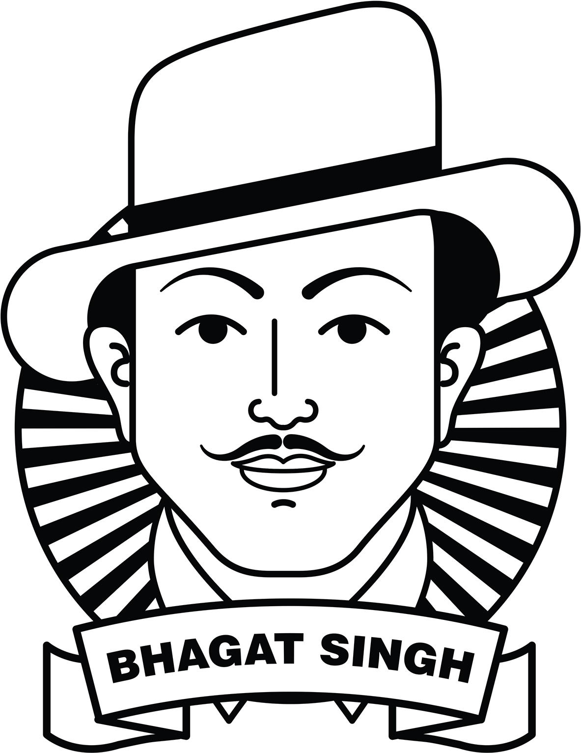 Download Bhagat Singh Printed T Shirt Online - Bhagat Singh Cartoon Drawing  PNG Image with No Background 