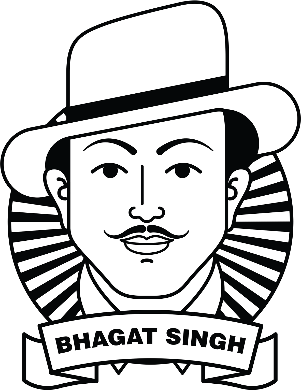 Bhagat Singh Printed T Shirt Online - Bhagat Singh Cartoon Drawing (1200x1697), Png Download