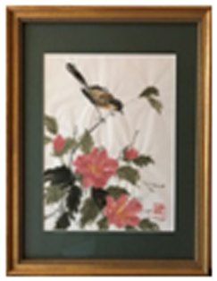 Hibiscus With Robin - Picture Frame (400x400), Png Download