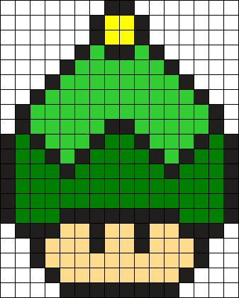 Elf Hat Mushroom Perler Bead Pattern / Bead Sprite - Mario Christmas Pixel Art (337x421), Png Download