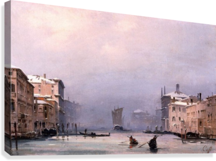 Snow And Fog On The Grand Canal Canvas Print - Sonate Per Contrabbasso E Pianoforte: Michele Veronese (429x320), Png Download