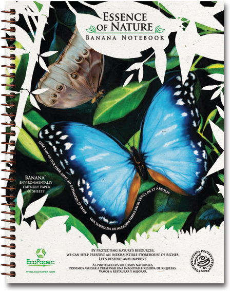 Blue Butterfly Recycled Organic Banana Paper Notebook - Butterfly (500x591), Png Download
