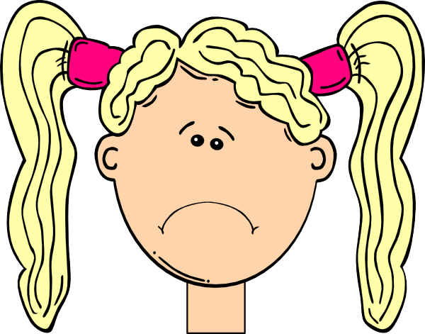 Sad Girl Clip Art At Clker - Sad Girl Face Cartoon (600x471), Png Download