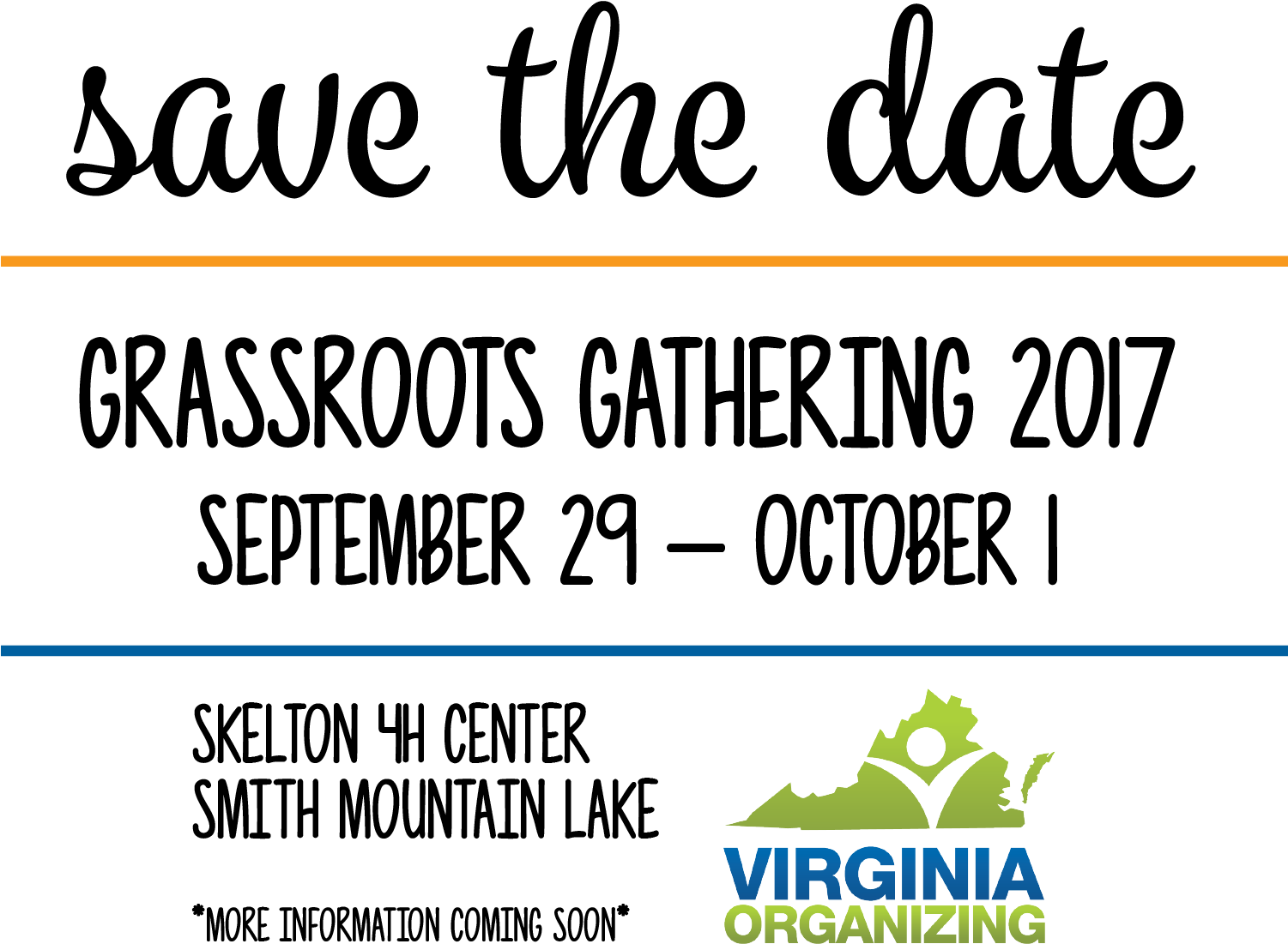 Grassroots Gathering 2017 Save The Date - Virginia Organizing (1500x1171), Png Download