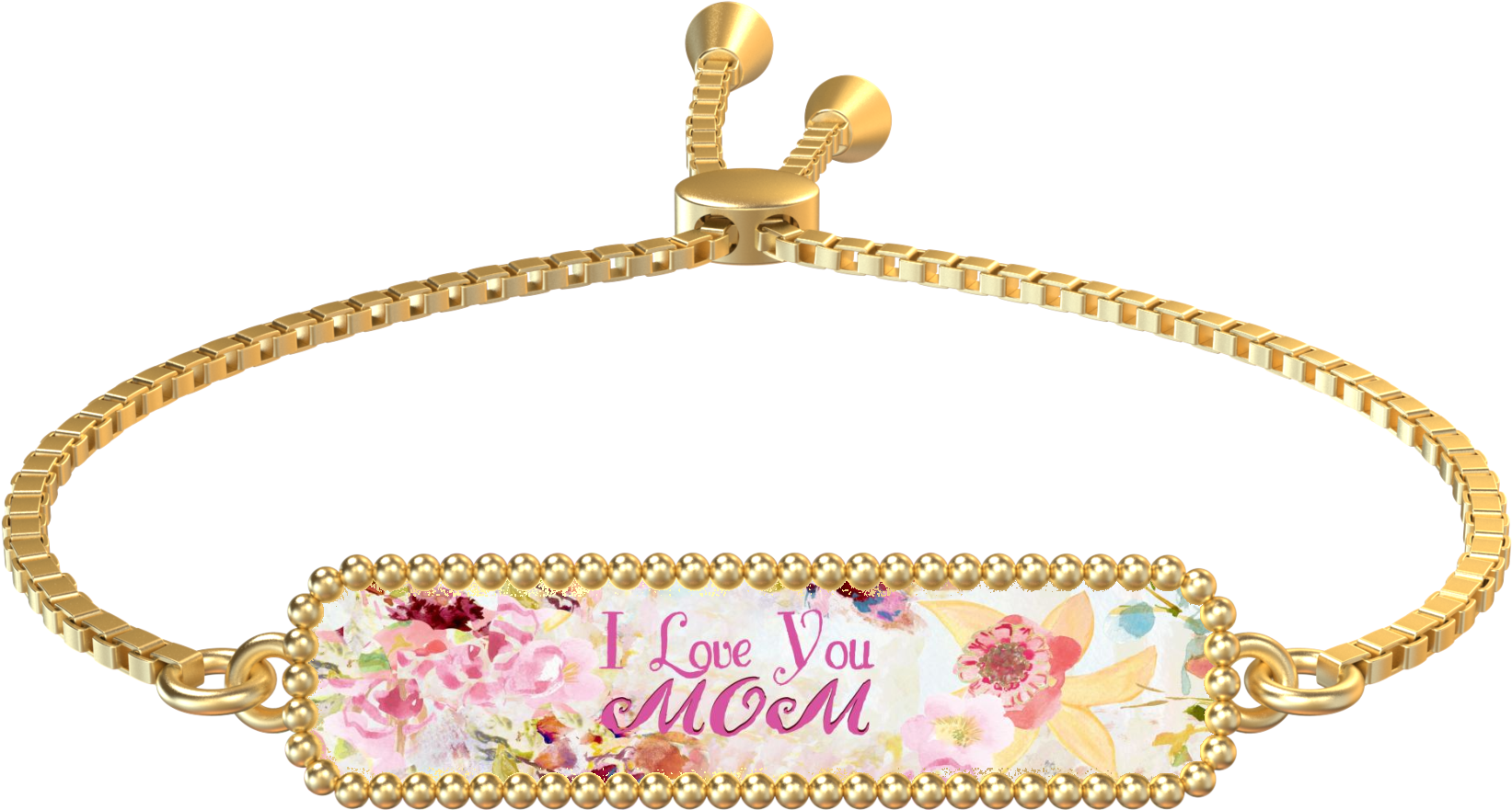 I Love You Mom Gold Rectangle Bracelet - Bracelet (2000x2000), Png Download