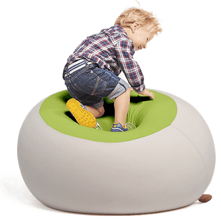 Beanbag Stanley Light Grey & Green - Sækkestol Til Børn (437x435), Png Download