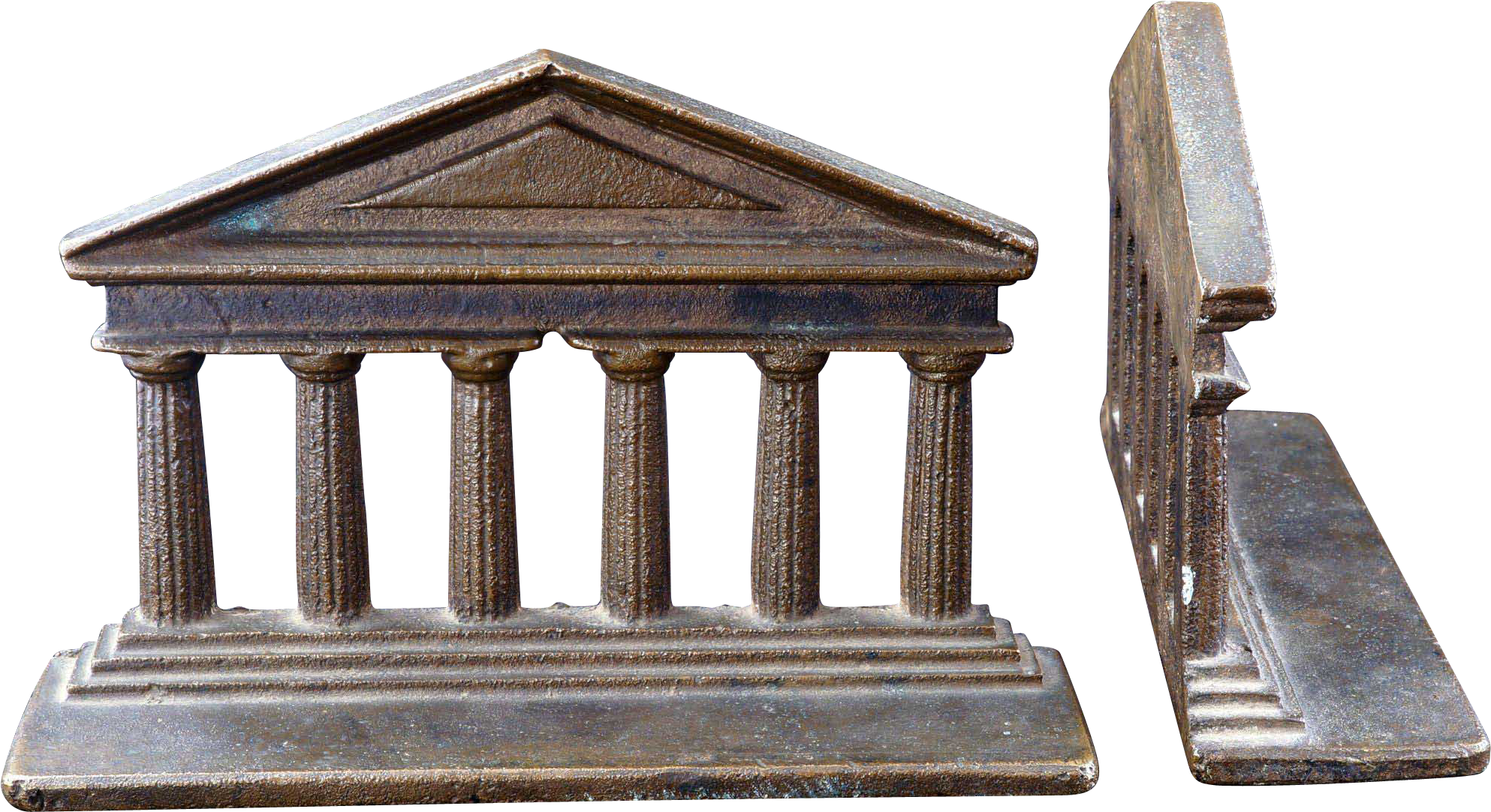 Heavy Bronze Greek Temple Bookends By Judd Circa - Bronze (1985x1985), Png Download