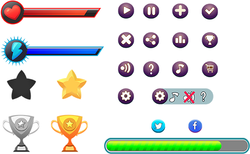 Game Ui Pack A - Game Button Ui Icon Png (600x500), Png Download