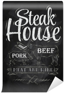 Poster Steak House Chalk Drawing Wall Mural • Pixers® - Caffè New York (400x400), Png Download