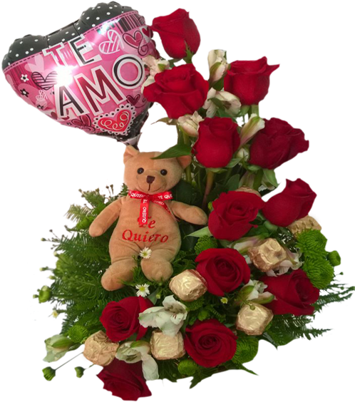 Arreglos Florares, Flores, Regalos Ï¿½ Buscador Ï¿½ - Flores Con Peluche Png (522x588), Png Download