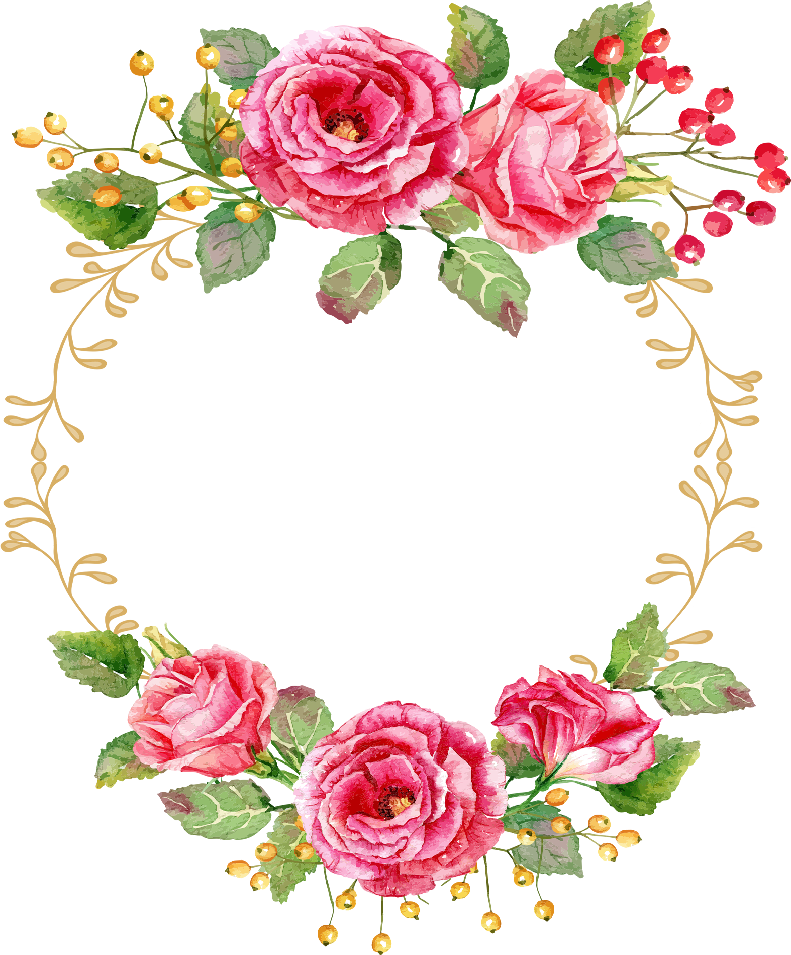 Rosa Acuarela, Diseño Floral De La Flor - Pink Rose Vector Png (1574x1900), Png Download
