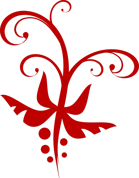 Red Decorative Flourish Svg Clip Arts 462 X 594 Px (462x594), Png Download