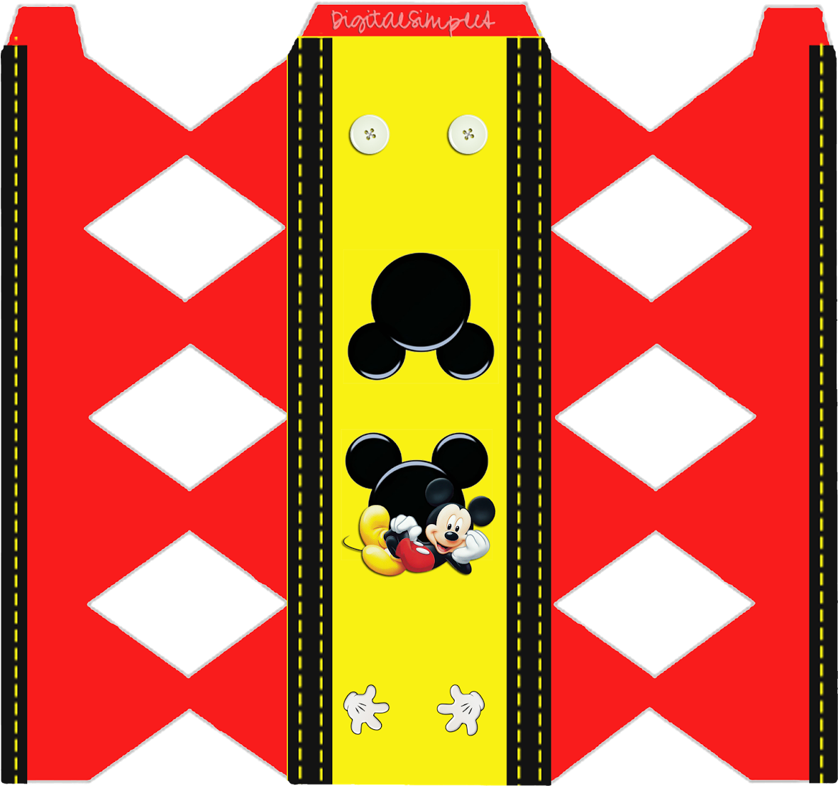 Kit Aniversário De Personalizados Tema Mickey Mouse - Molde De Caixa Bala Do Mickey (1600x1131), Png Download