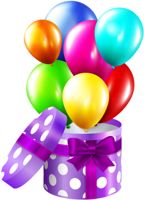 Imagem De Festa Caixa Surpresa Com Bexigas De Aniversário - Happy Birthday Png Transparent (506x702), Png Download