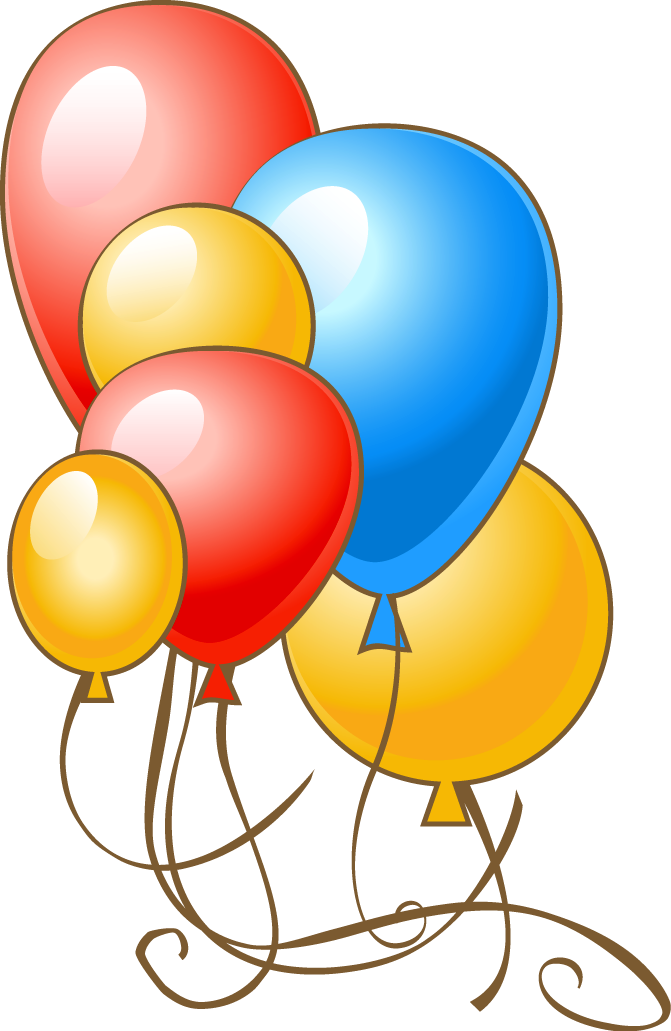 Balões De Aniversário Png - Balloon And Cake Cartoon (671x1031), Png Download