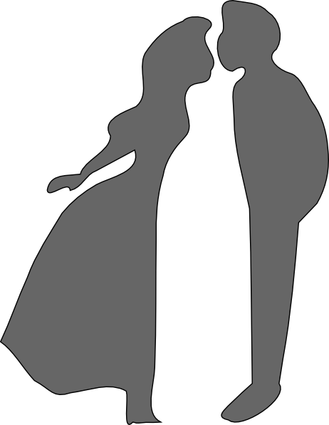 Kissing Clipart Shadow - Outline Of A Couple (462x597), Png Download