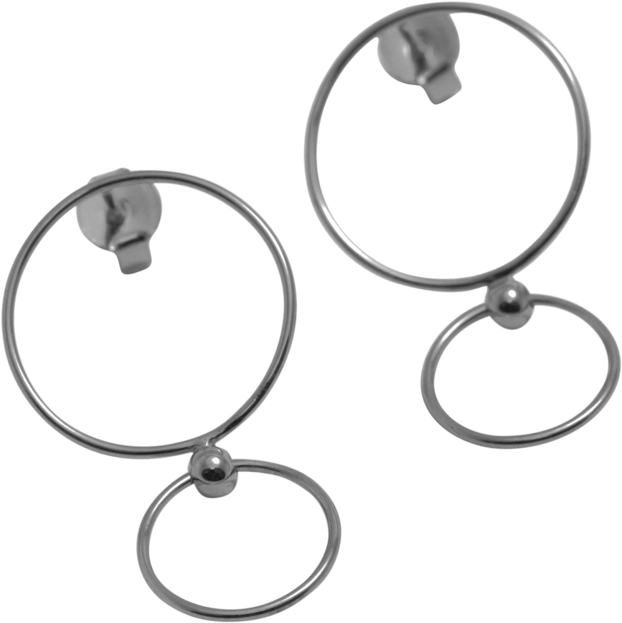 Thin Double Circle - Black & Silver (2352x2352), Png Download