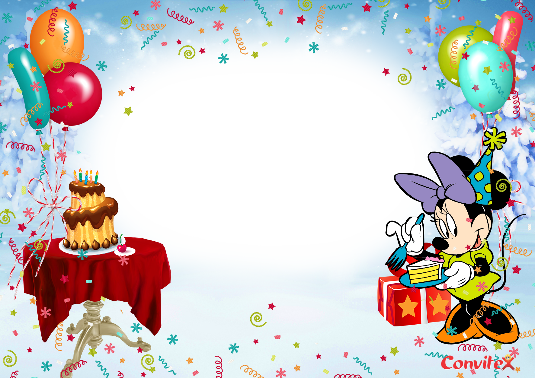 Convitex Niver Disney Minnie - Convite De Aniversario Png (1772x1253), Png Download